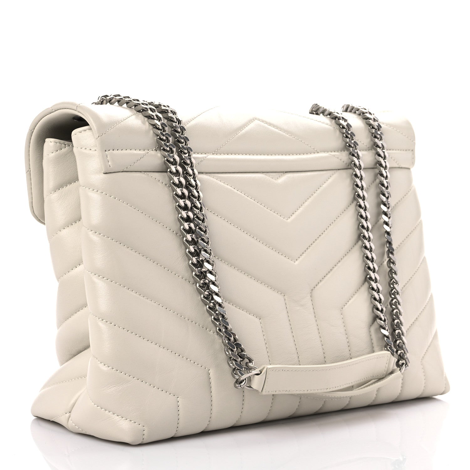 Saint Laurent Calfskin Y Quilted Monogram Medium Loulou Chain Satchel Ivory 3 of 15
