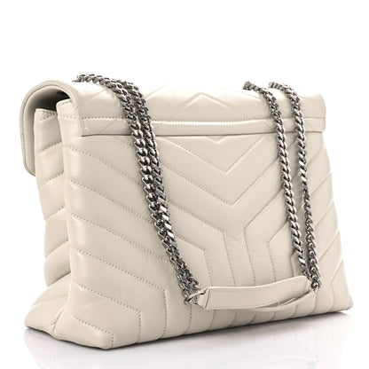 Saint Laurent Calfskin Y Quilted Monogram Medium Loulou Chain Satchel Ivory 3 of 15