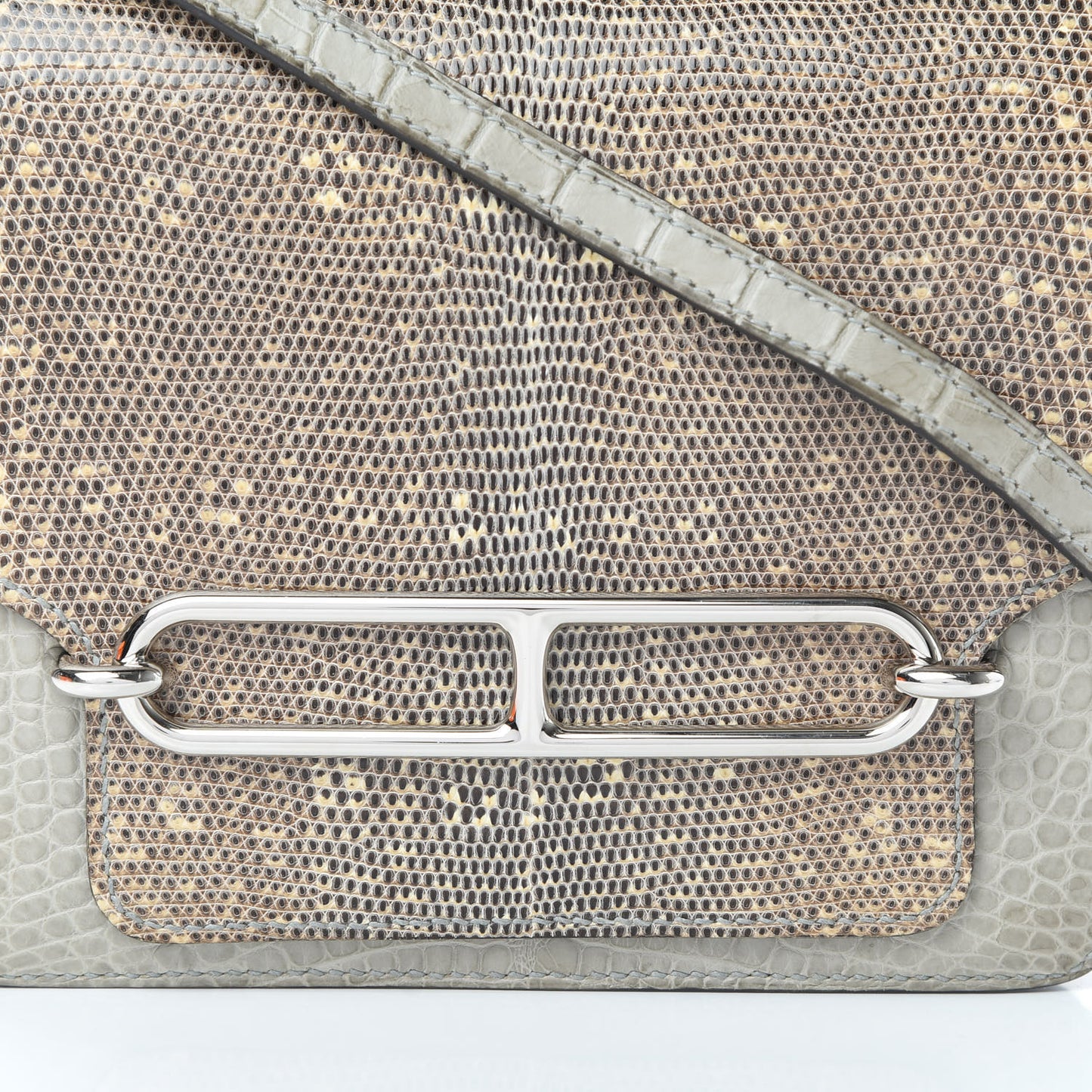 Matte Alligator Lizard Mini Sac Roulis Ombre Gris Perle