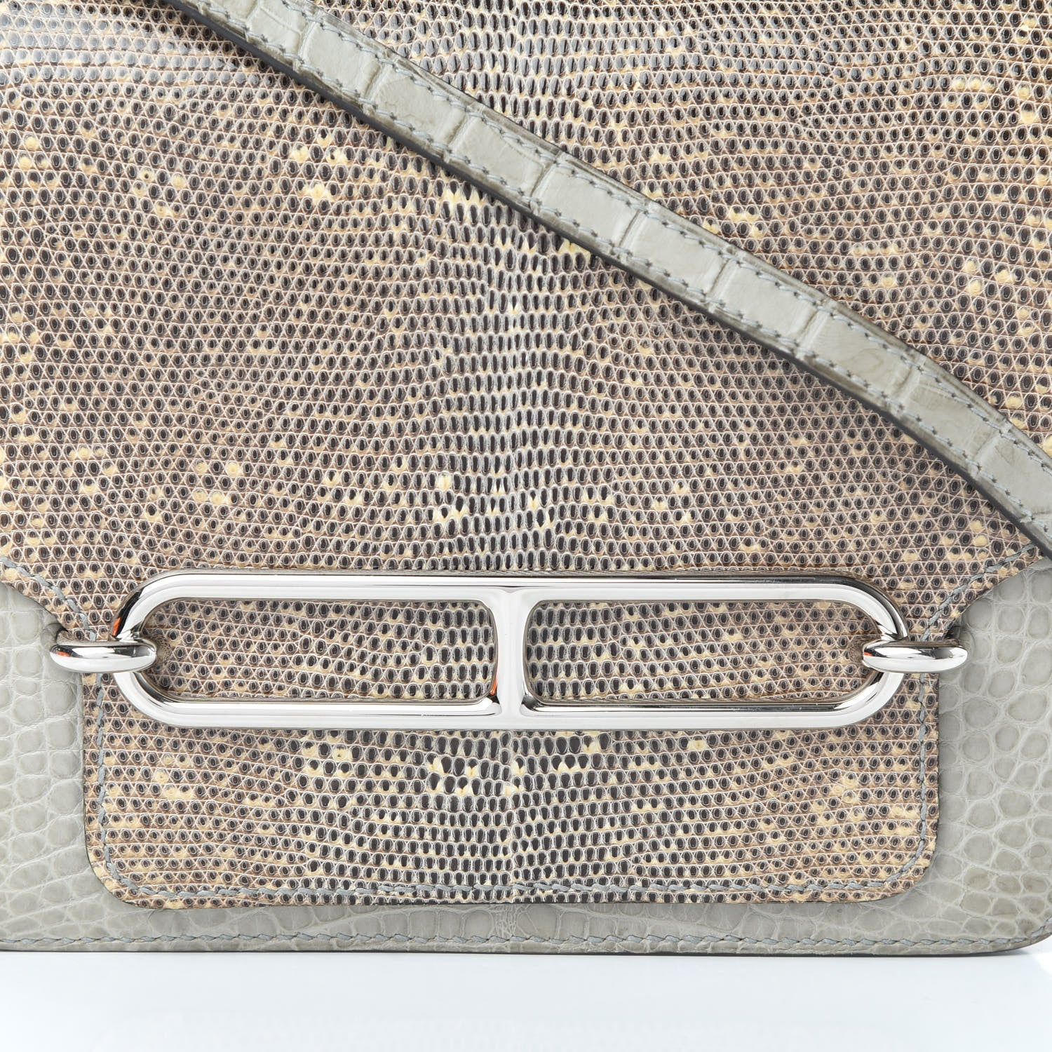 Hermes Matte Alligator Lizard Mini Sac Roulis Ombre Gris Perle 14 of 17