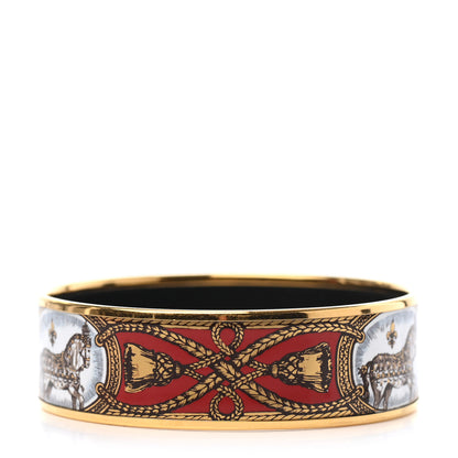 Hermes Enamel Printed Wide Grand Apparat Bracelet 65 Rouge 1 of 4