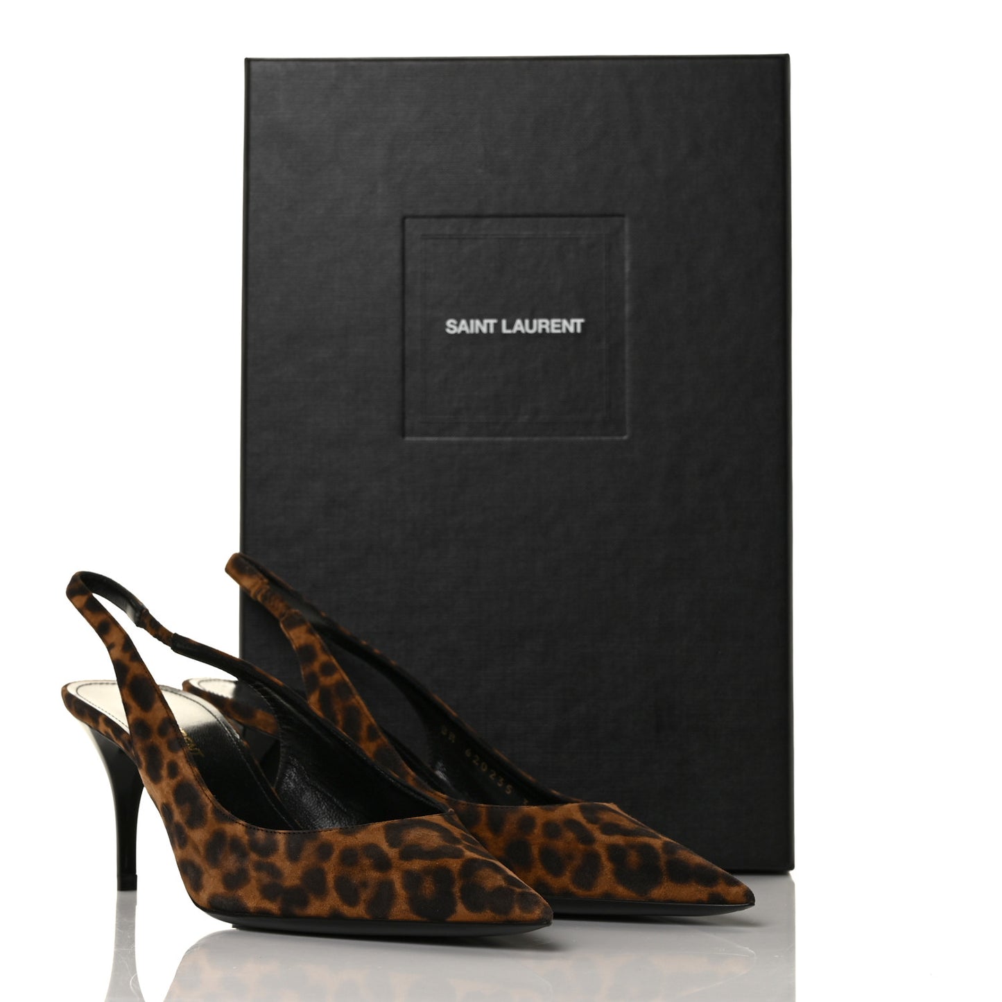 Suede Leopard Print Slingback Pumps 37 Brown
