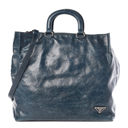 Prada Vitello Shine Tote Denim 1 of 11