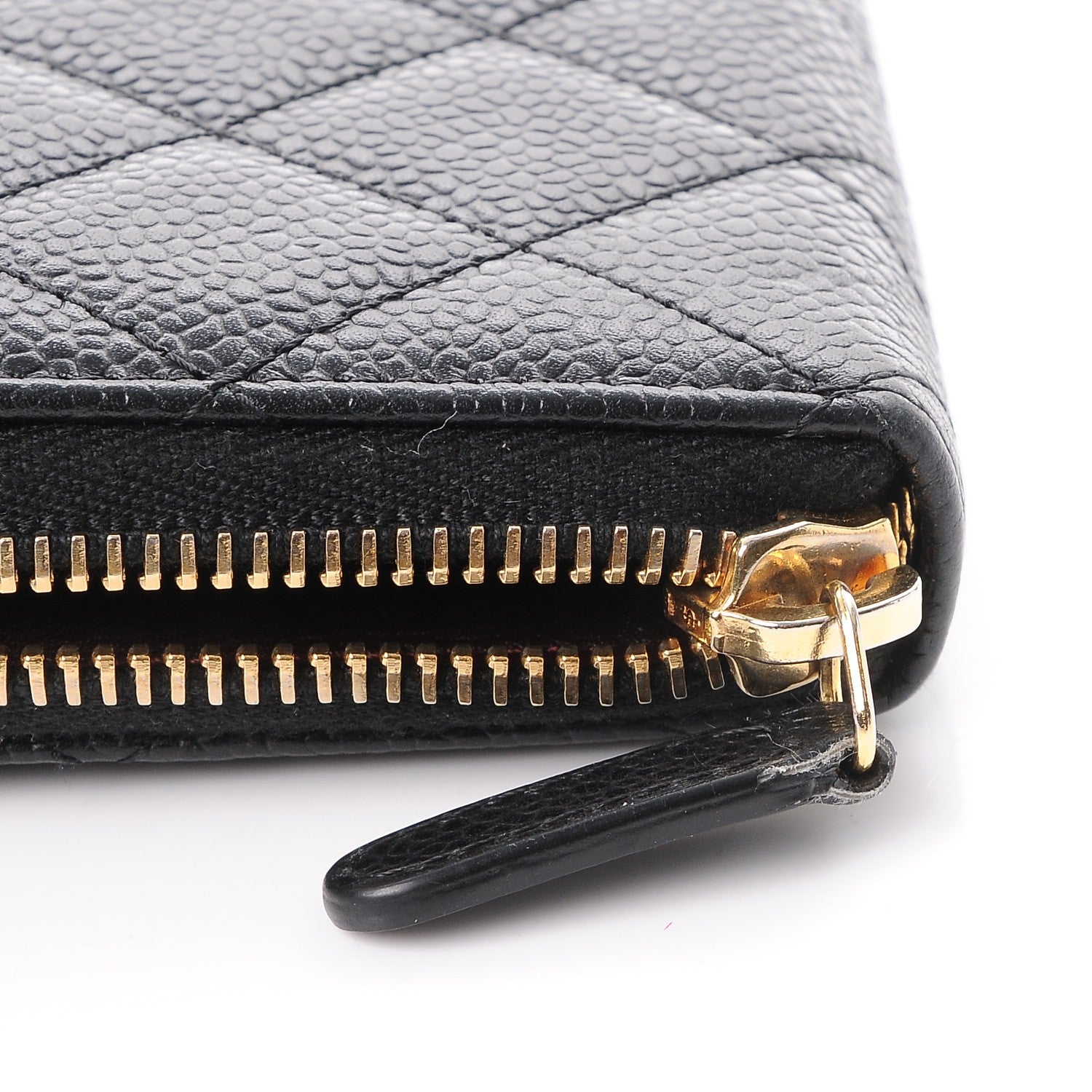 Chanel Caviar Quilted Zip Around Clutch Wallet Black 10 of 10
