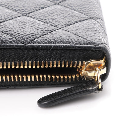 Chanel Caviar Quilted Zip Around Clutch Wallet Black 10 of 10
