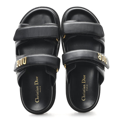 Christian Dior Lambskin Dioract 10mm Slide Sandals 38.5 Black 2 of 9