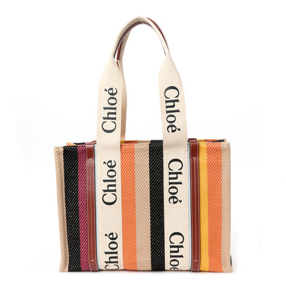 Chloe Cotton Calfskin Medium Woody Striped Tote Multicolor 1 of 11