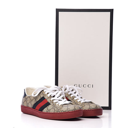 Gucci GG Supreme Monogram Ayers Mens New Ace Low-Top Sneaker 6.5 Beige Red 12 of 12