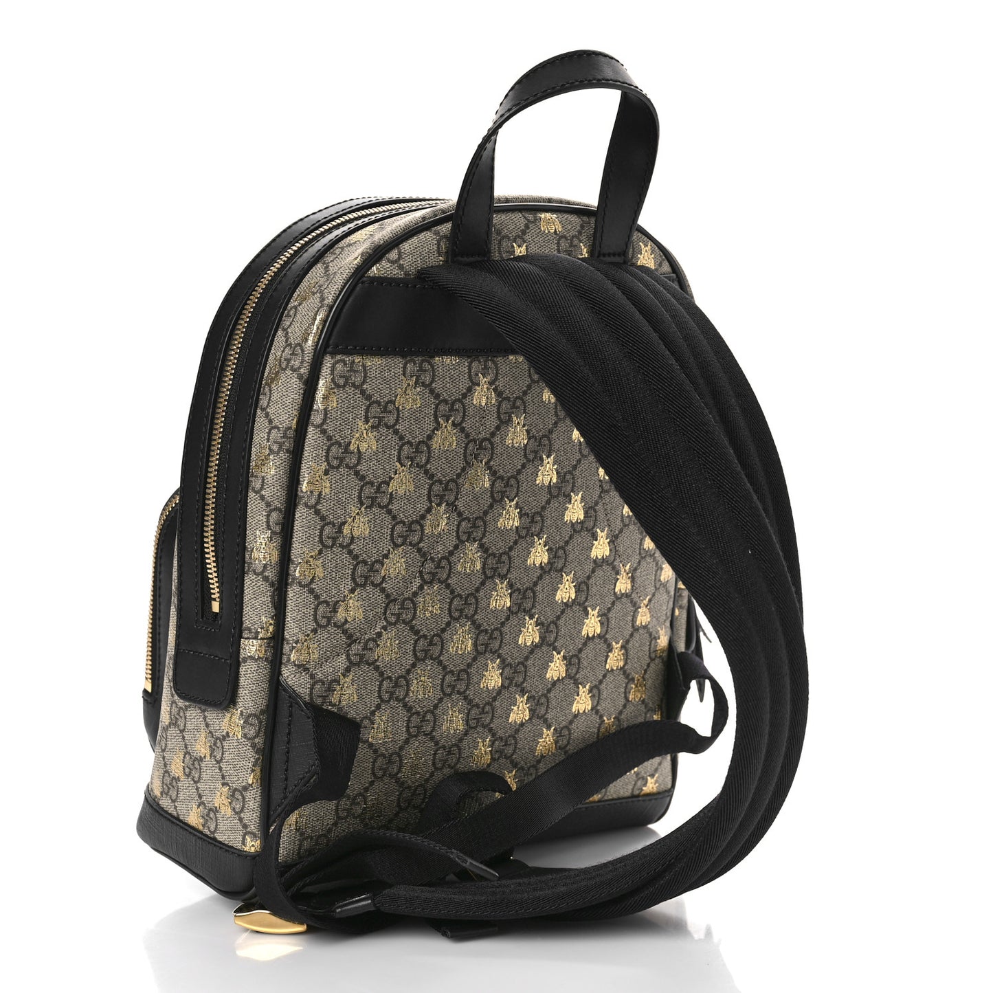 GG Supreme Monogram Bees Print Small Day Backpack Beige Oro Black