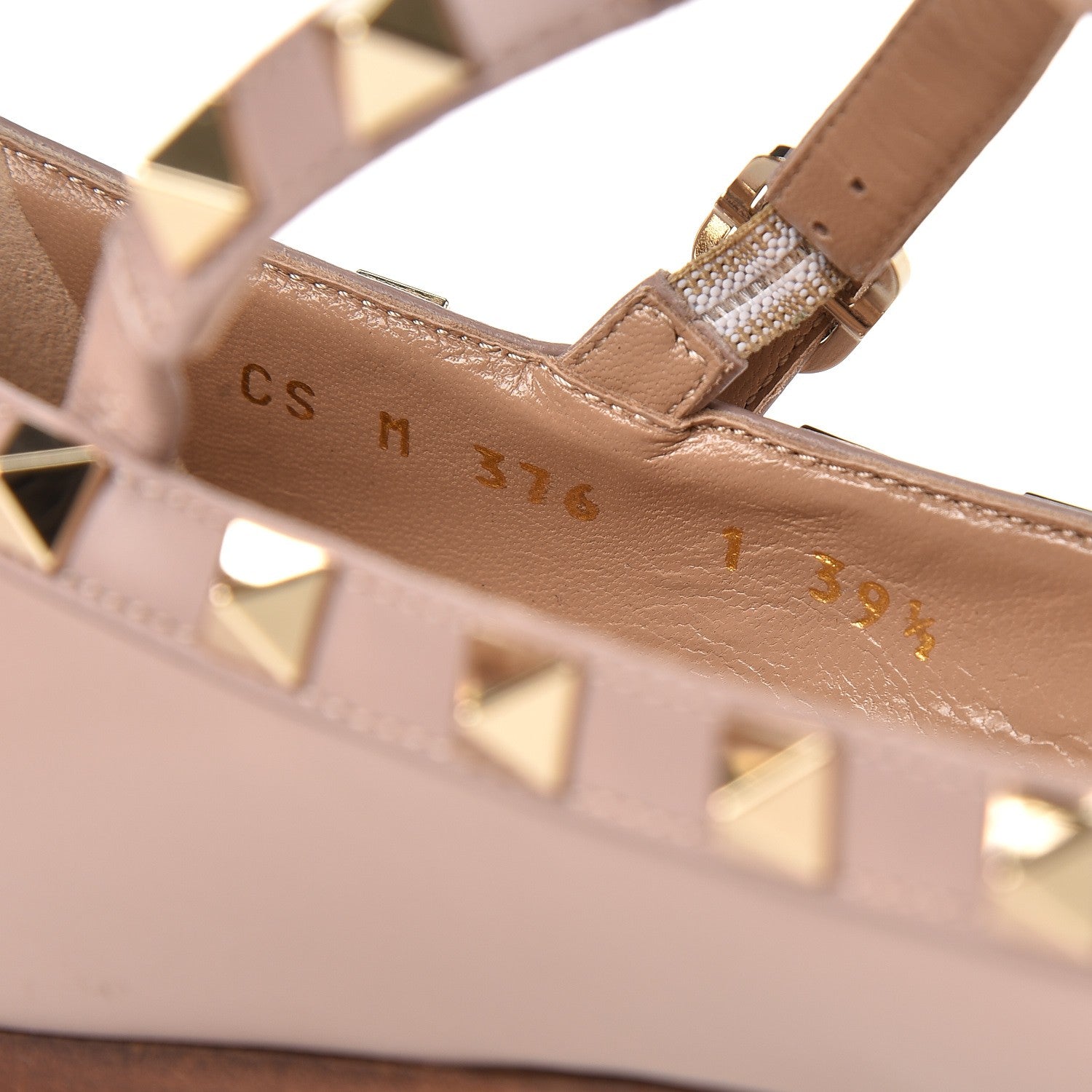 Valentino Garavani Nappa Rockstud Cage Ballerina Flats 39.5 Poudre 8 of 8