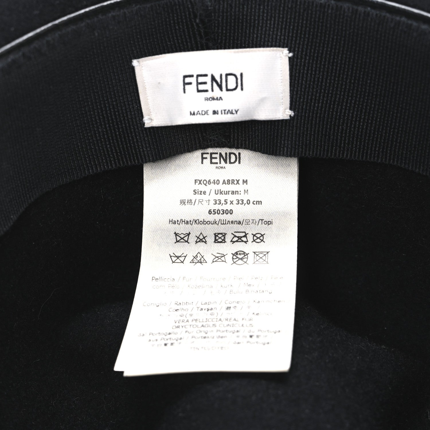 Fendi Rabbit Fur Scarf Fedora M Black 8 of 8