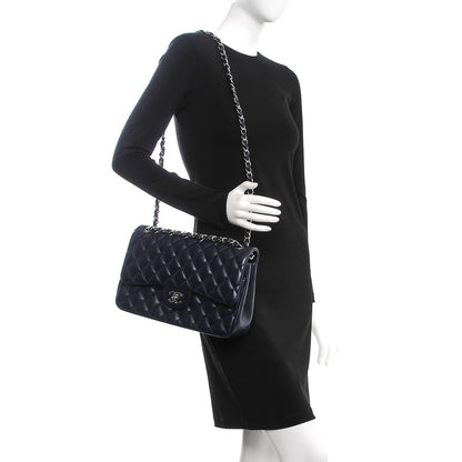 Chanel Lambskin Quilted Jumbo Double Flap Dark Navy 2 of 8