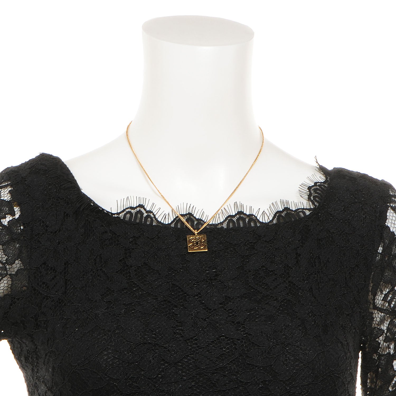 Chanel CC Pendant Necklace Gold 2 of 6