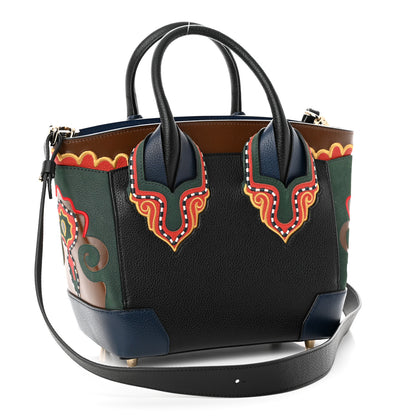 Christian Louboutin Grained Calfskin Embroidered Small Eloise Tote Black Multicolor 3 of 16