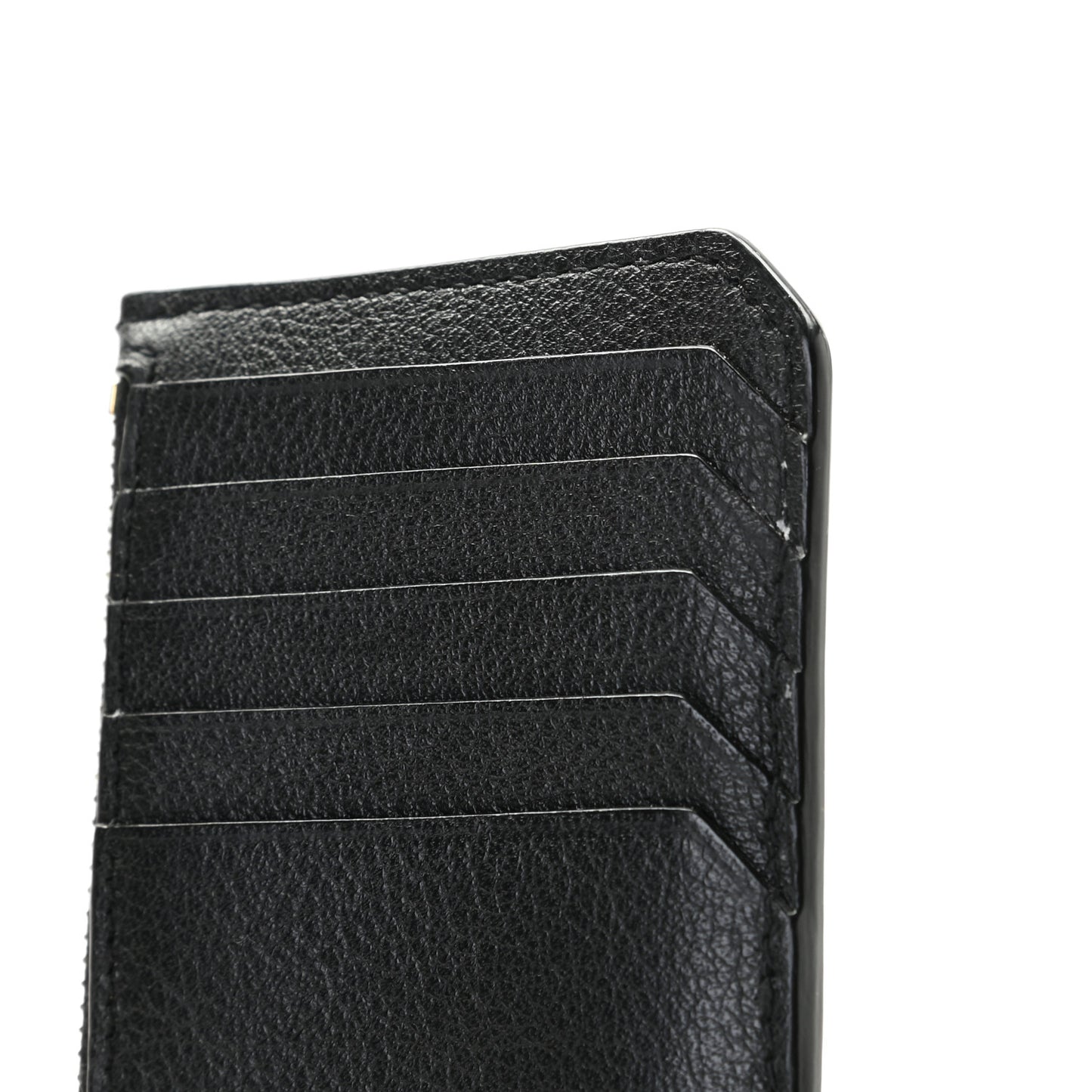 Grained Calfskin Monogram 5 Fragments Zip Pouch Card Holder Black