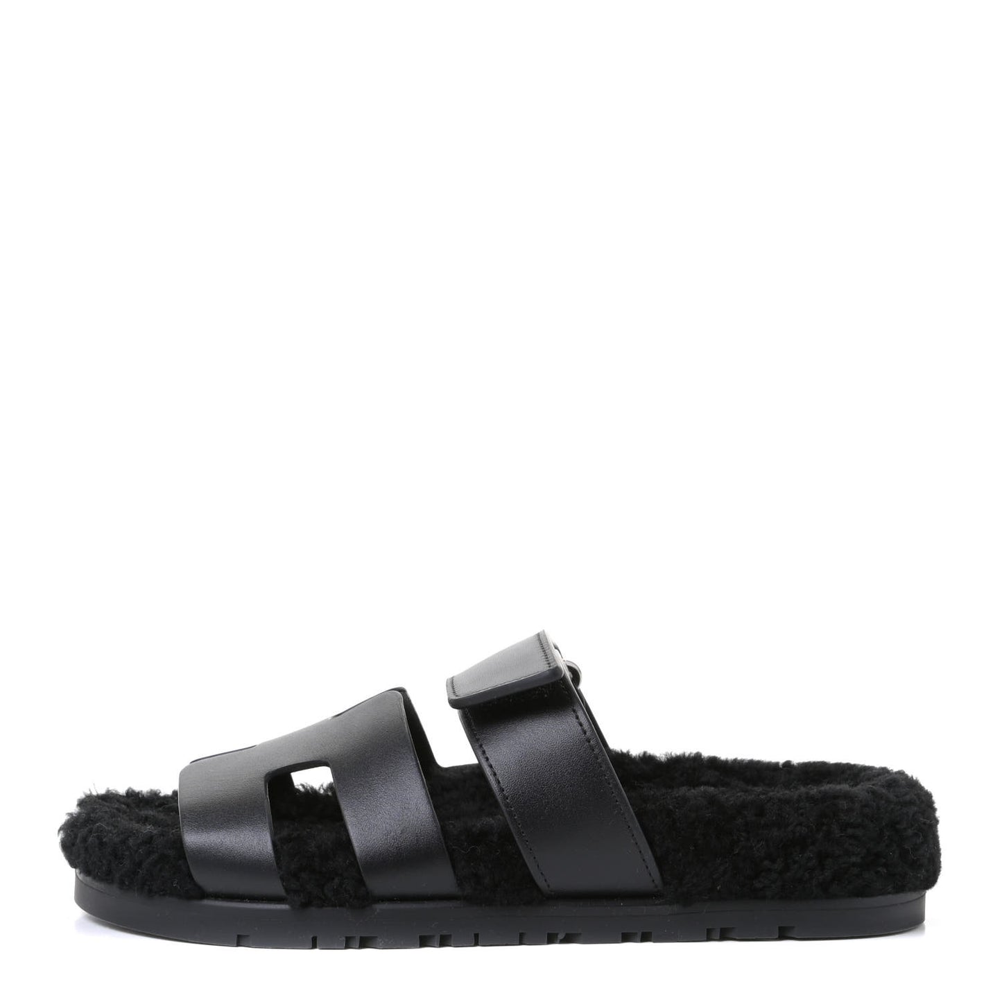 Calfskin Woolskin Womens Chypre Sandals 35 Black