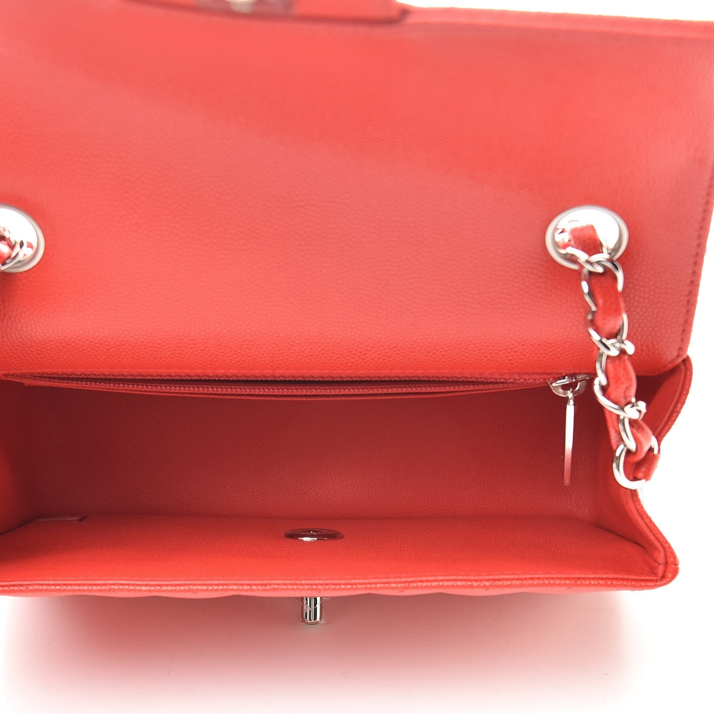 Caviar Chevron Quilted Mini Rectangular Flap Red