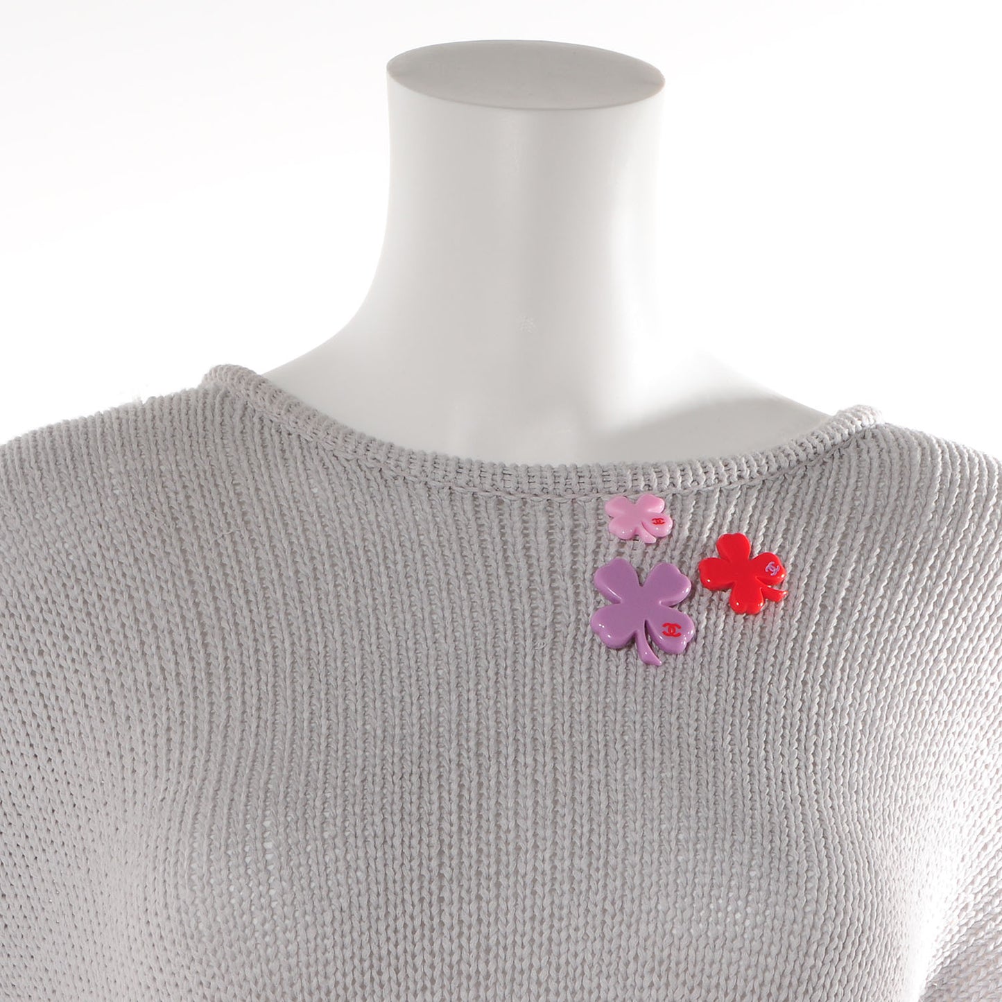Resin Clover CC Brooch Pin Set Lilac Pink Red