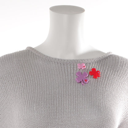 Chanel Resin Clover CC Brooch Pin Set Lilac Pink Red 2 of 5