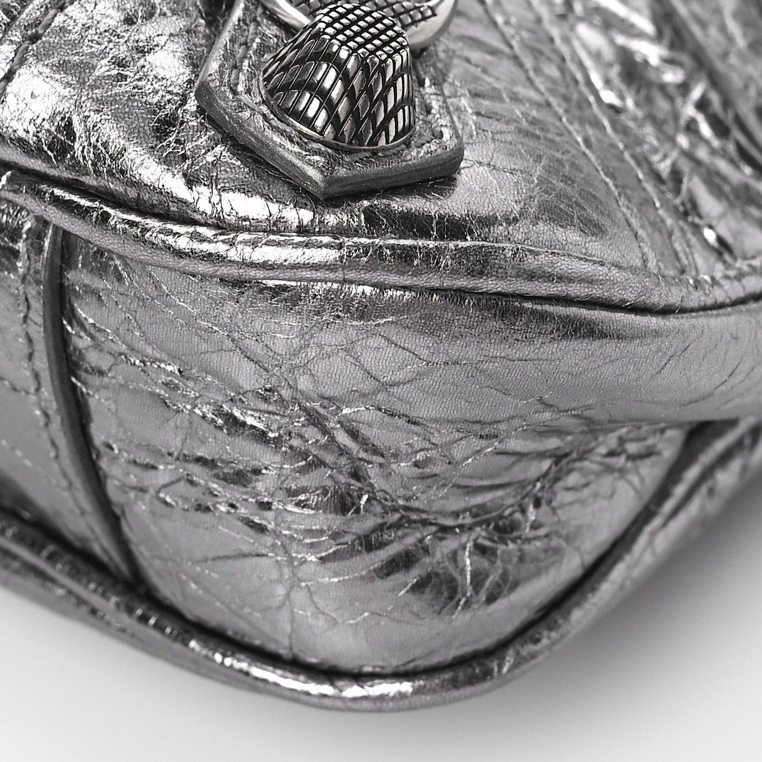 Balenciaga Metallic Agneau Arena Le Cagole Purse With Chain Mini Silver 8 of 8