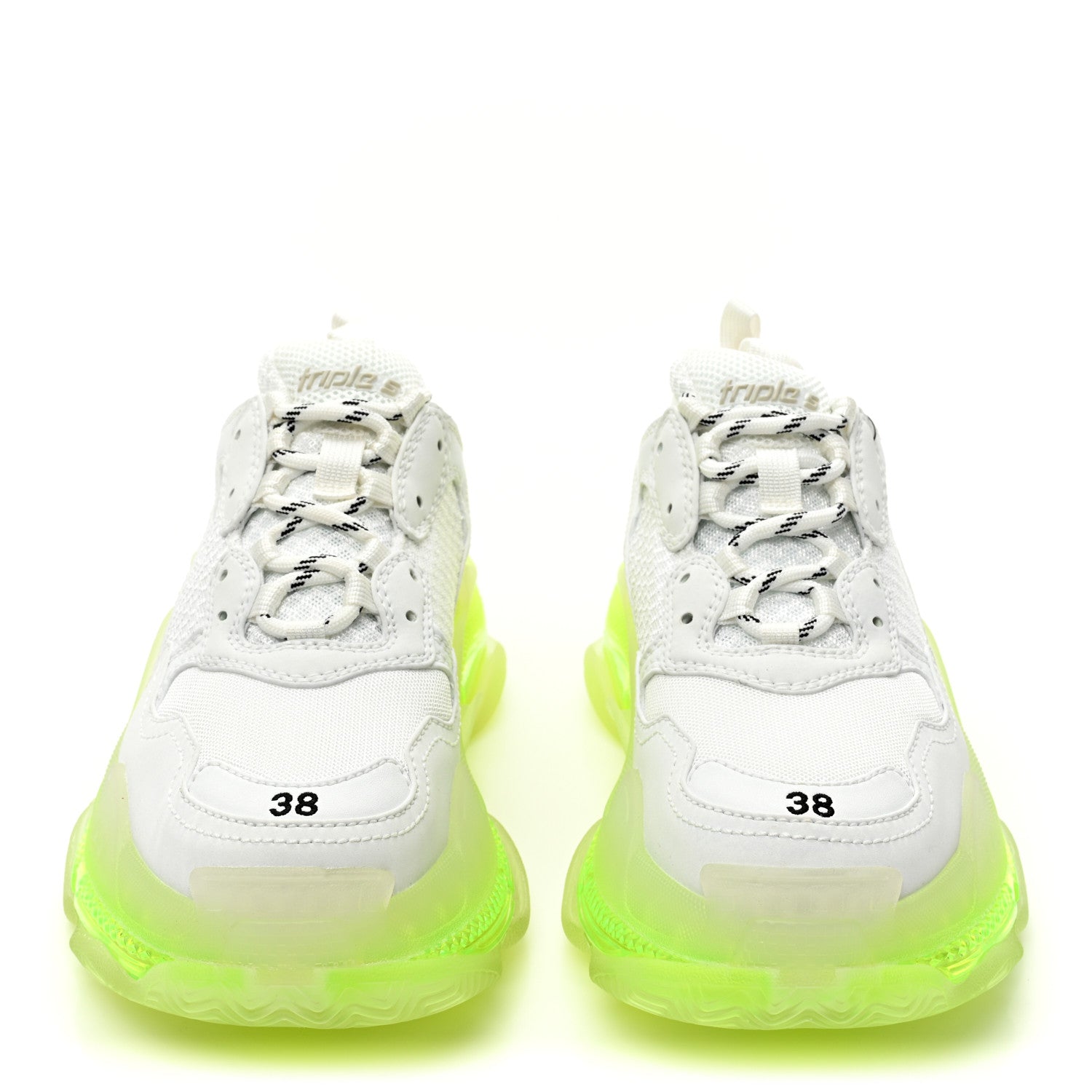 Balenciaga Fabric Mesh Clear Sole Fluo Womens Triple S Sneakers 38 White Fluo Yellow 2 of 9