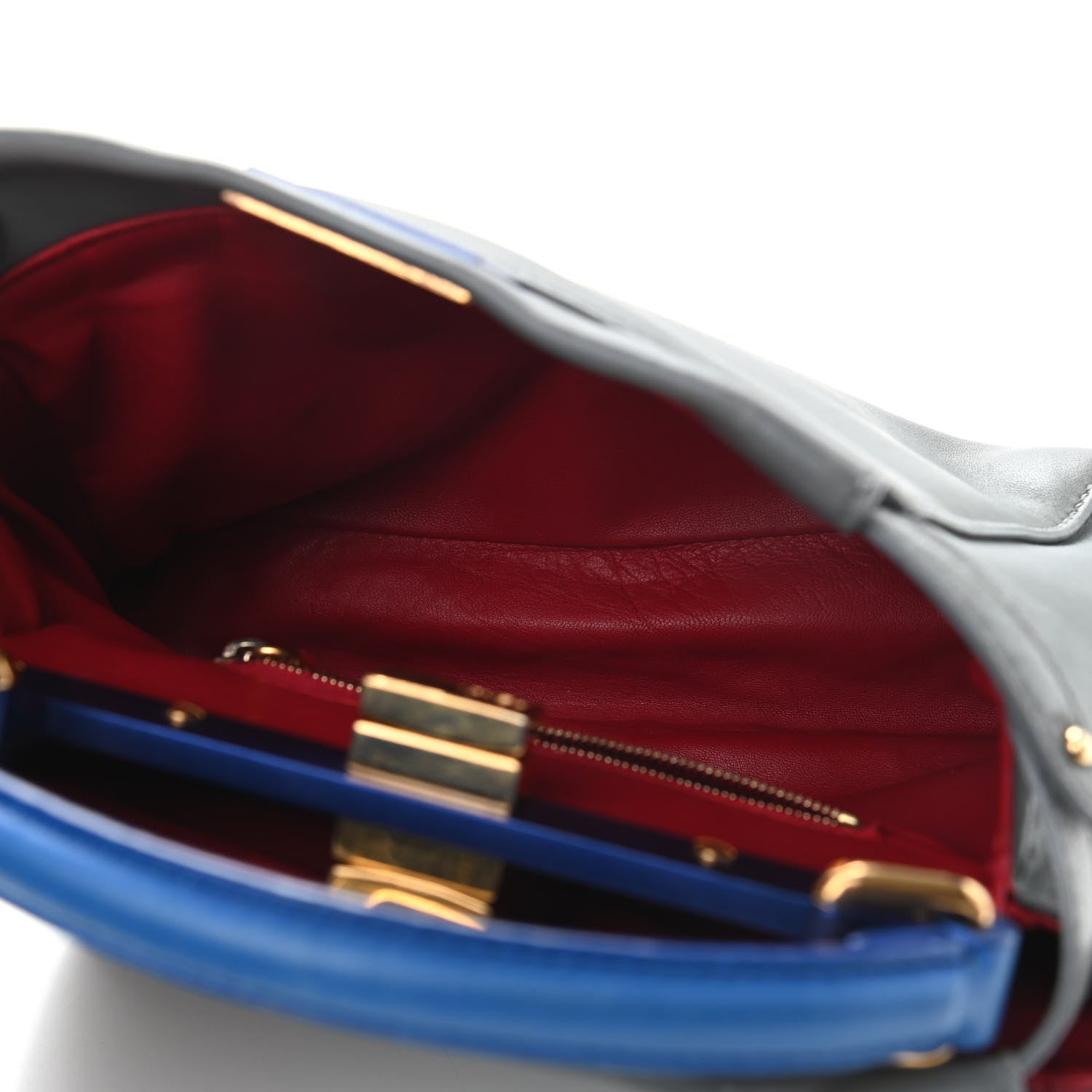 Fendi Nappa Colorblock Mini Peekaboo Iconic Satchel Grigio Chiaro Fragola Blue 8 of 20