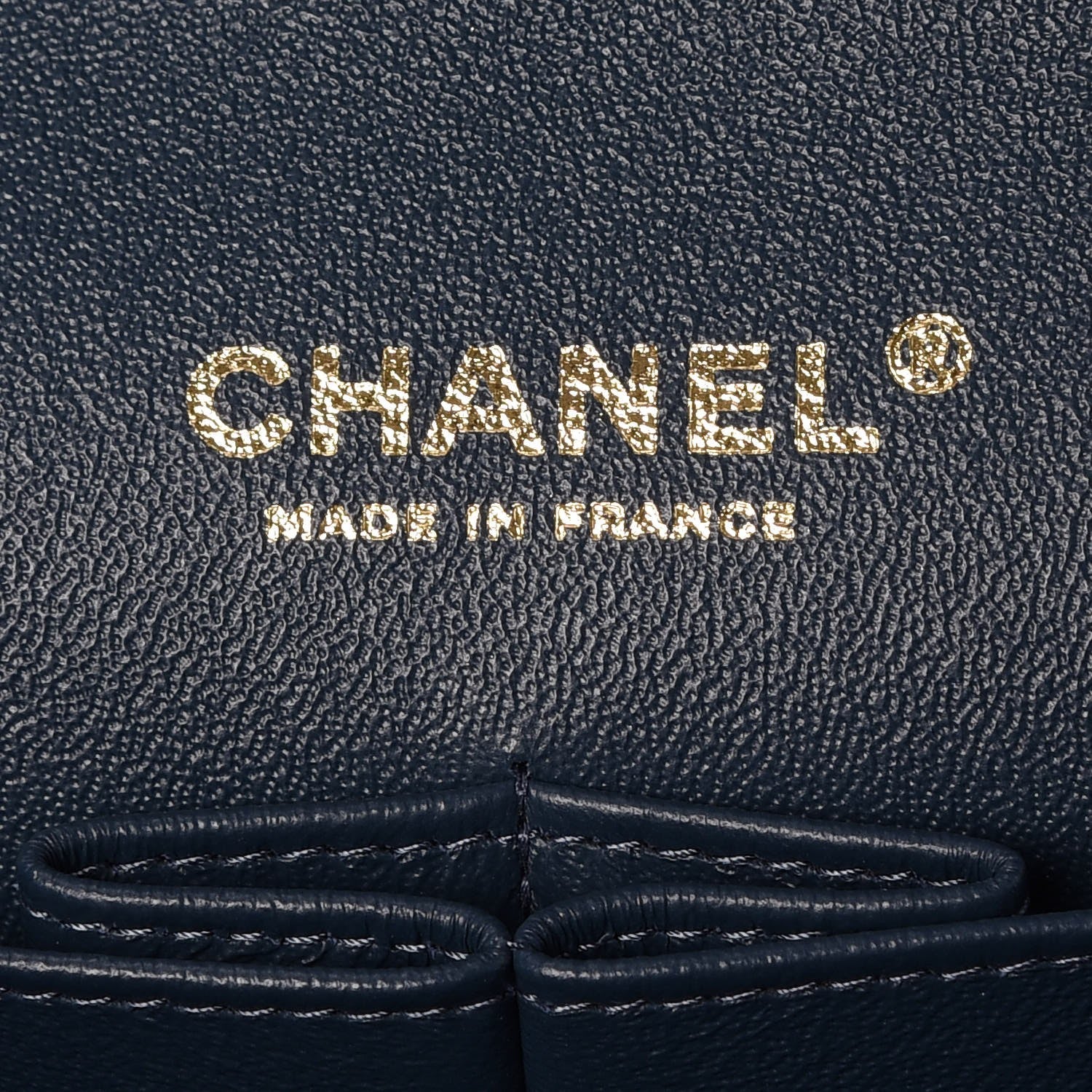 Chanel Metallic Caviar Quilted Medium Double Flap Dark Blue 6 of 9