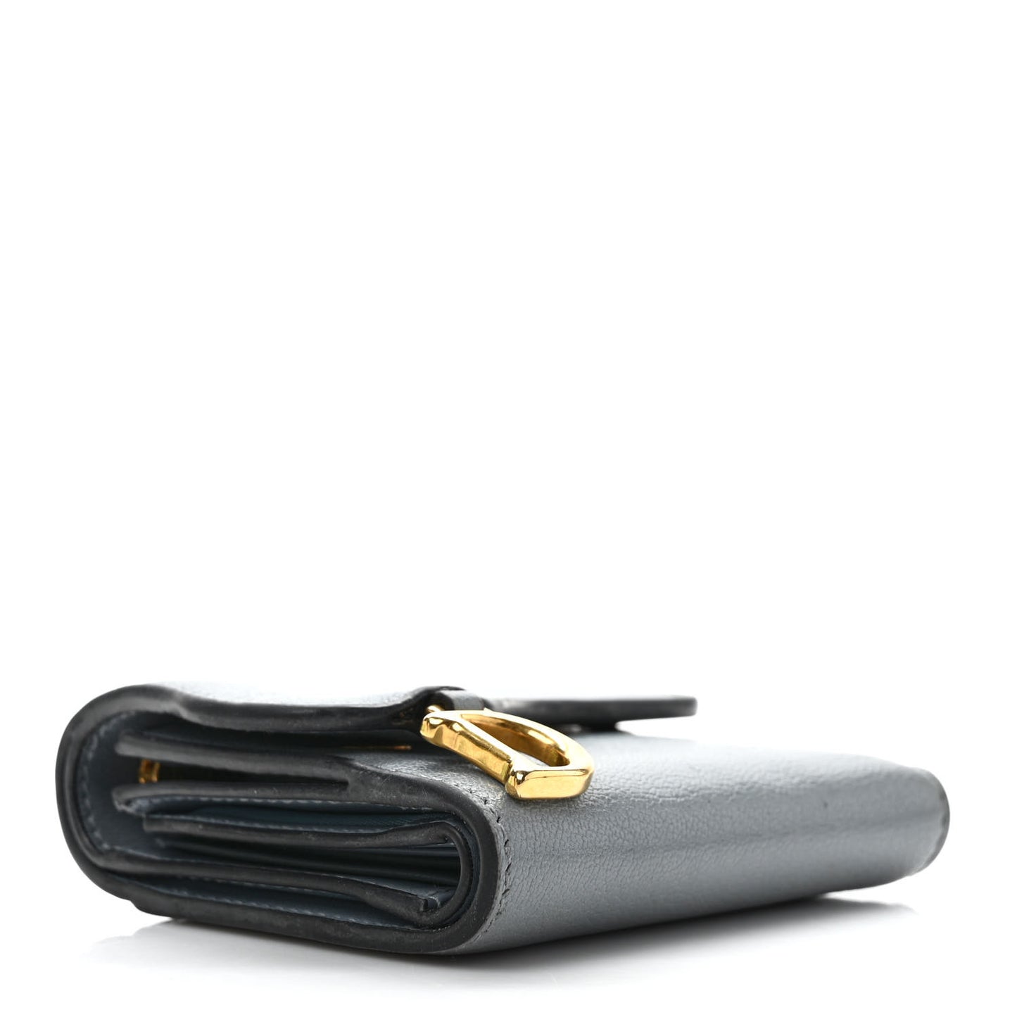 Grained Calfskin Saddle Card Holder Sky Blue