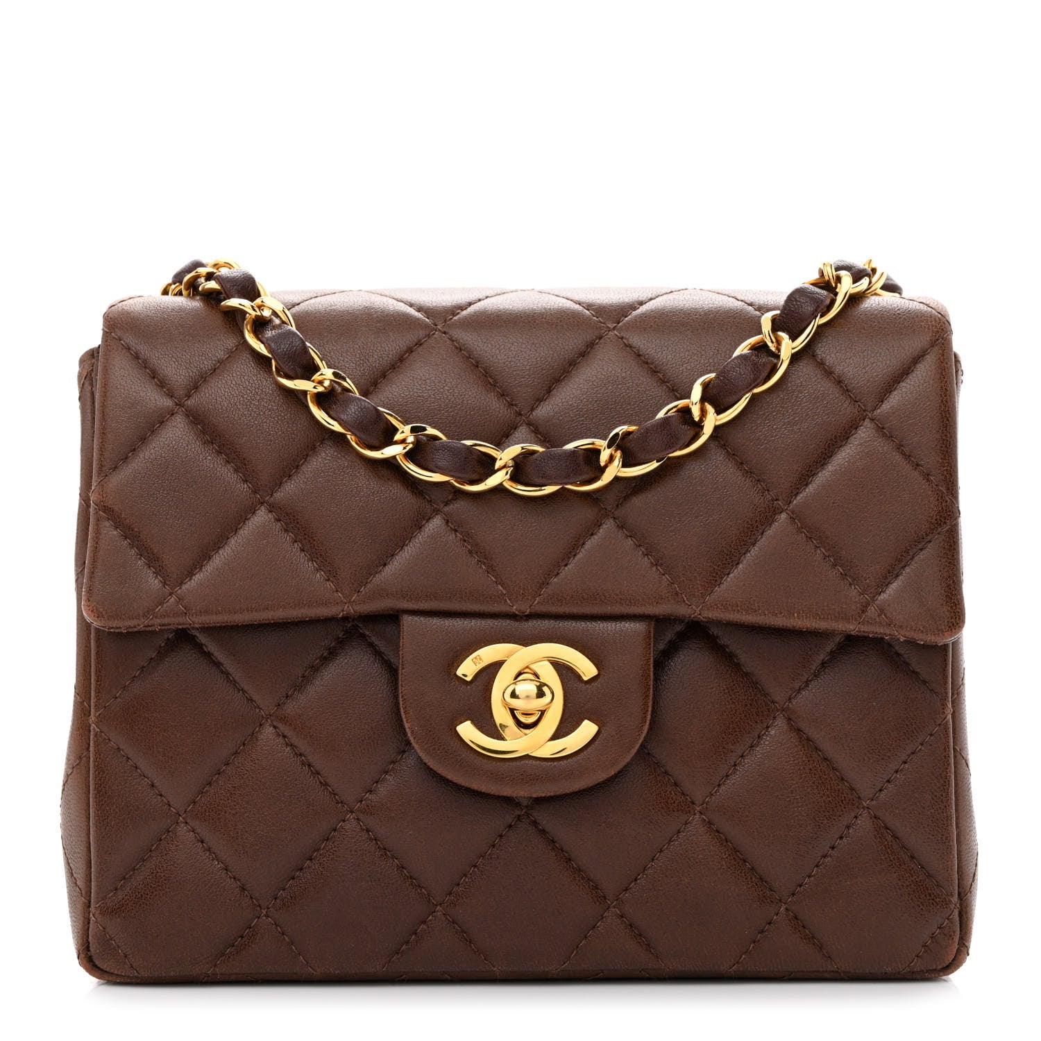 Chanel Lambskin Quilted Mini Square Flap Dark Brown 1 of 10
