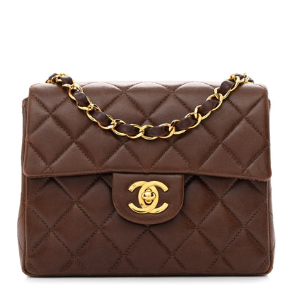Chanel Lambskin Quilted Mini Square Flap Dark Brown 1 of 10