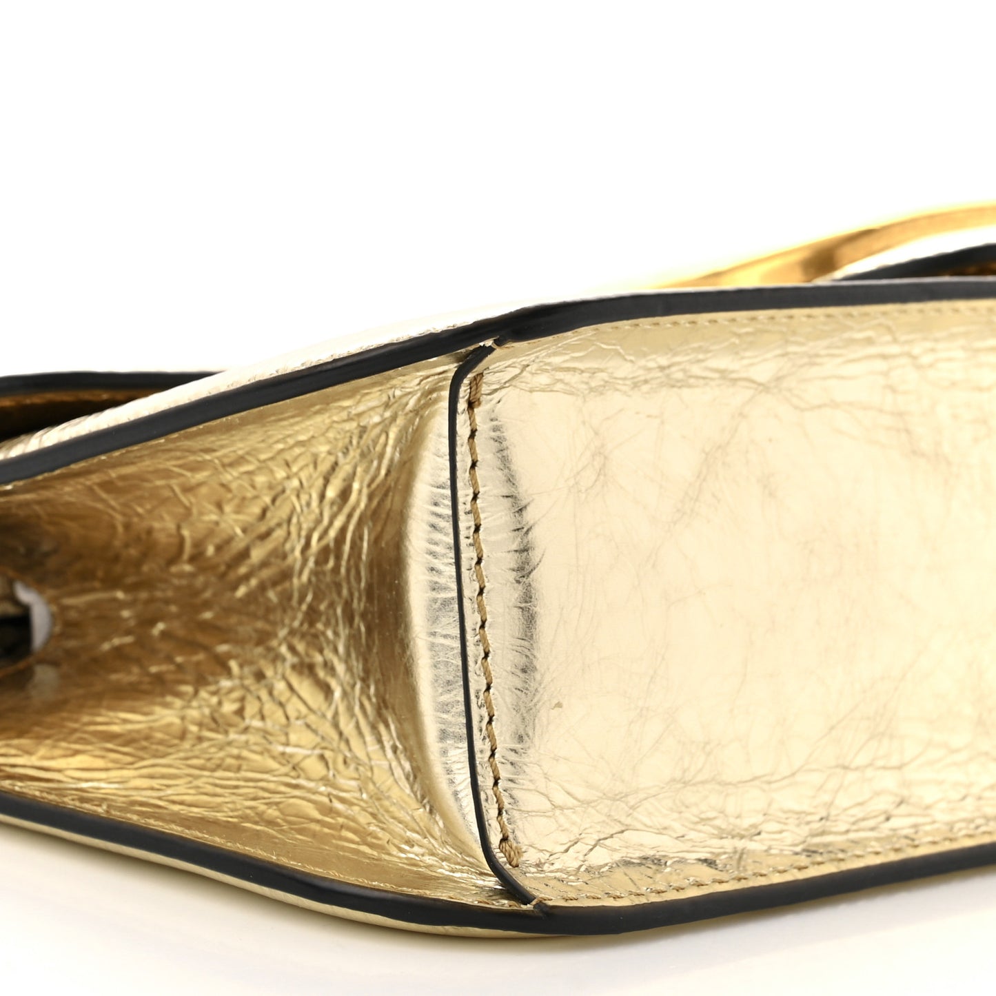 Metallic Crackle Effect Calfskin Vlogo Loco Shoulder Bag Platino