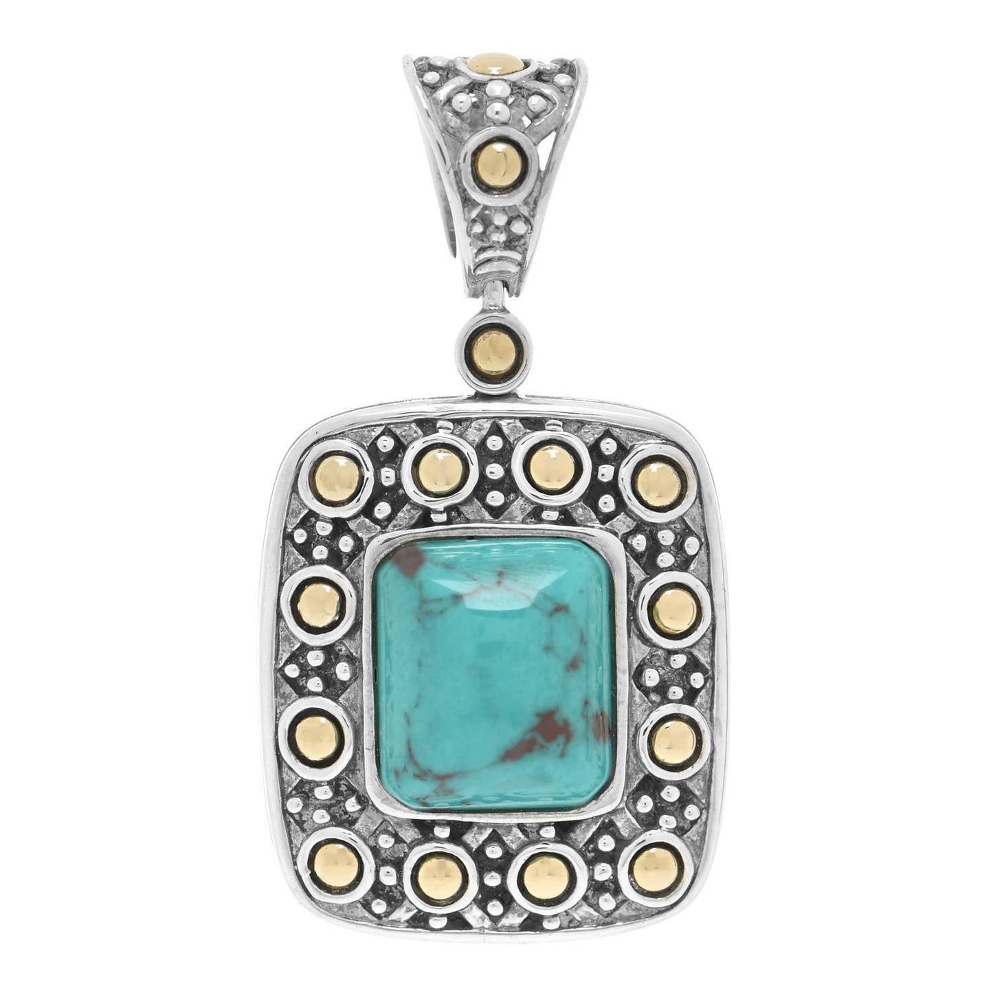 Sterling Silver 18K Yellow Gold Turquoise Dot Pendant