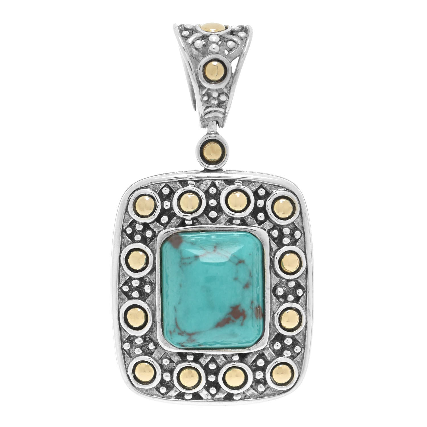 John Hardy Sterling Silver 18K Yellow Gold Turquoise Dot Pendant 1 of 3