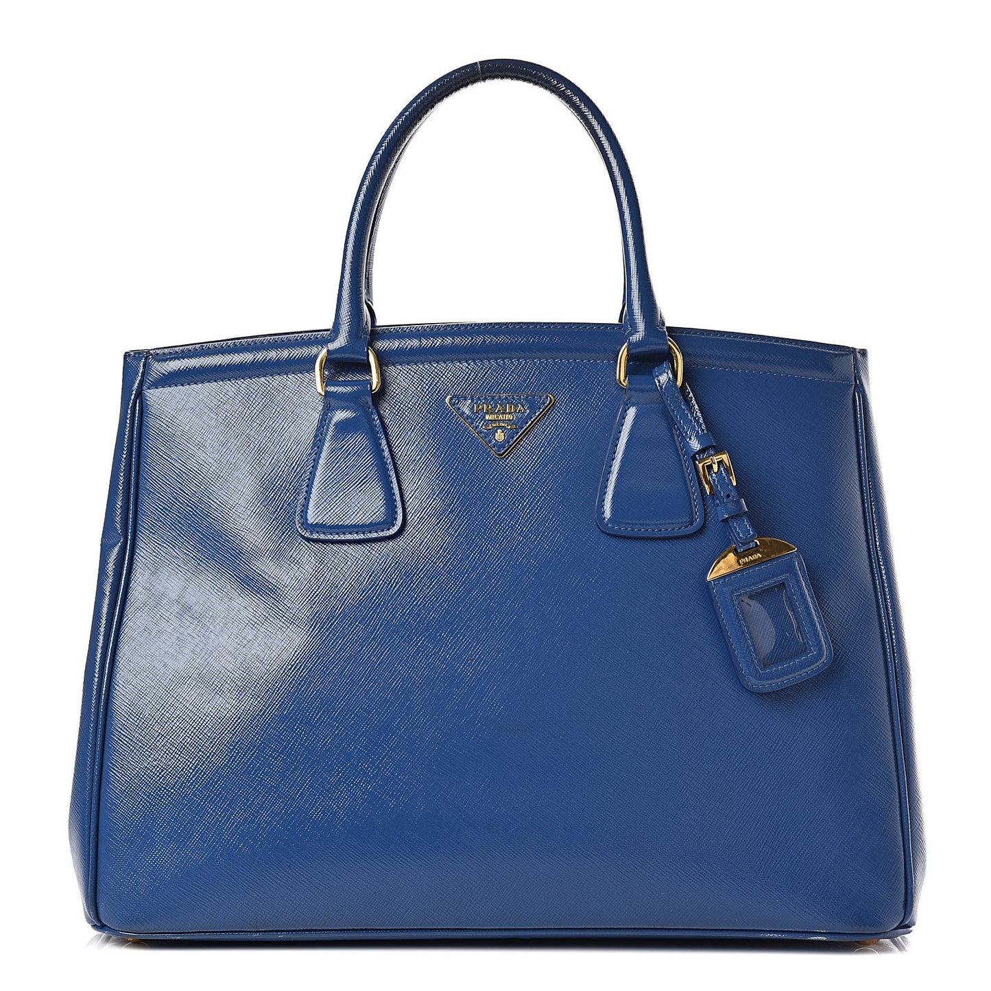 Saffiano Vernice Shopping Tote Azzurro