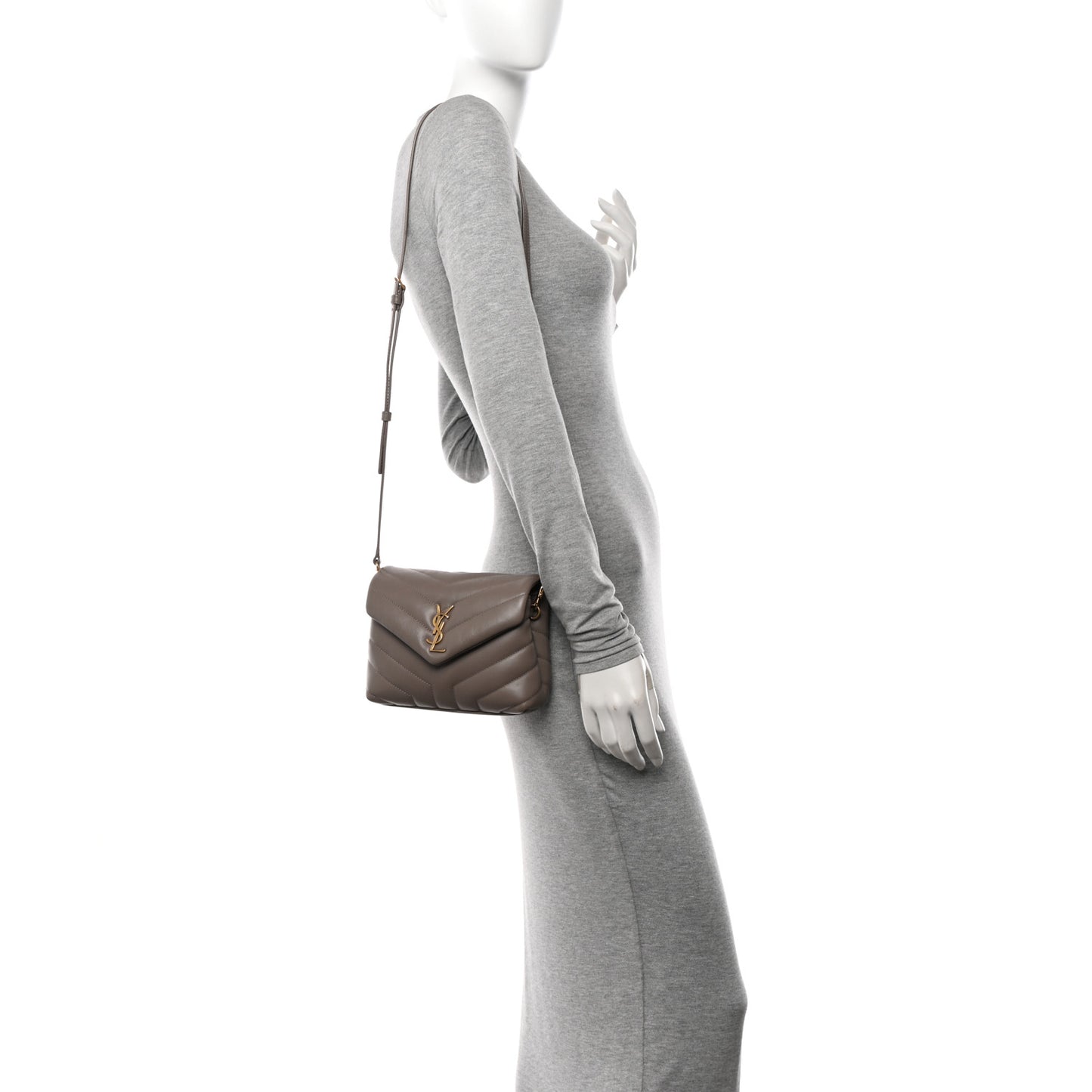 Calfskin Y Quilted Monogram Toy Loulou Crossbody Bag Taupe