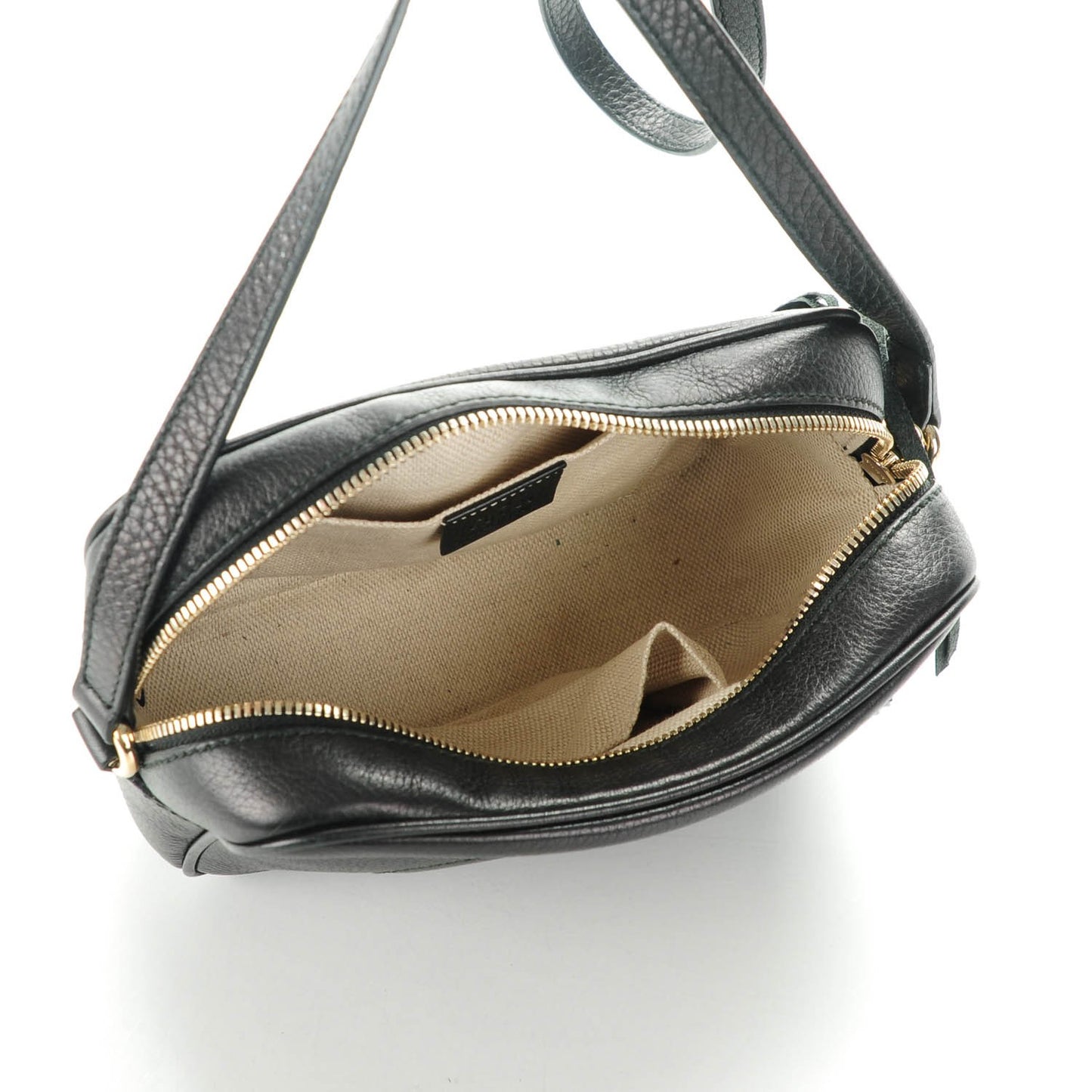 Pebbled Calfskin Small Soho Disco Bag Black