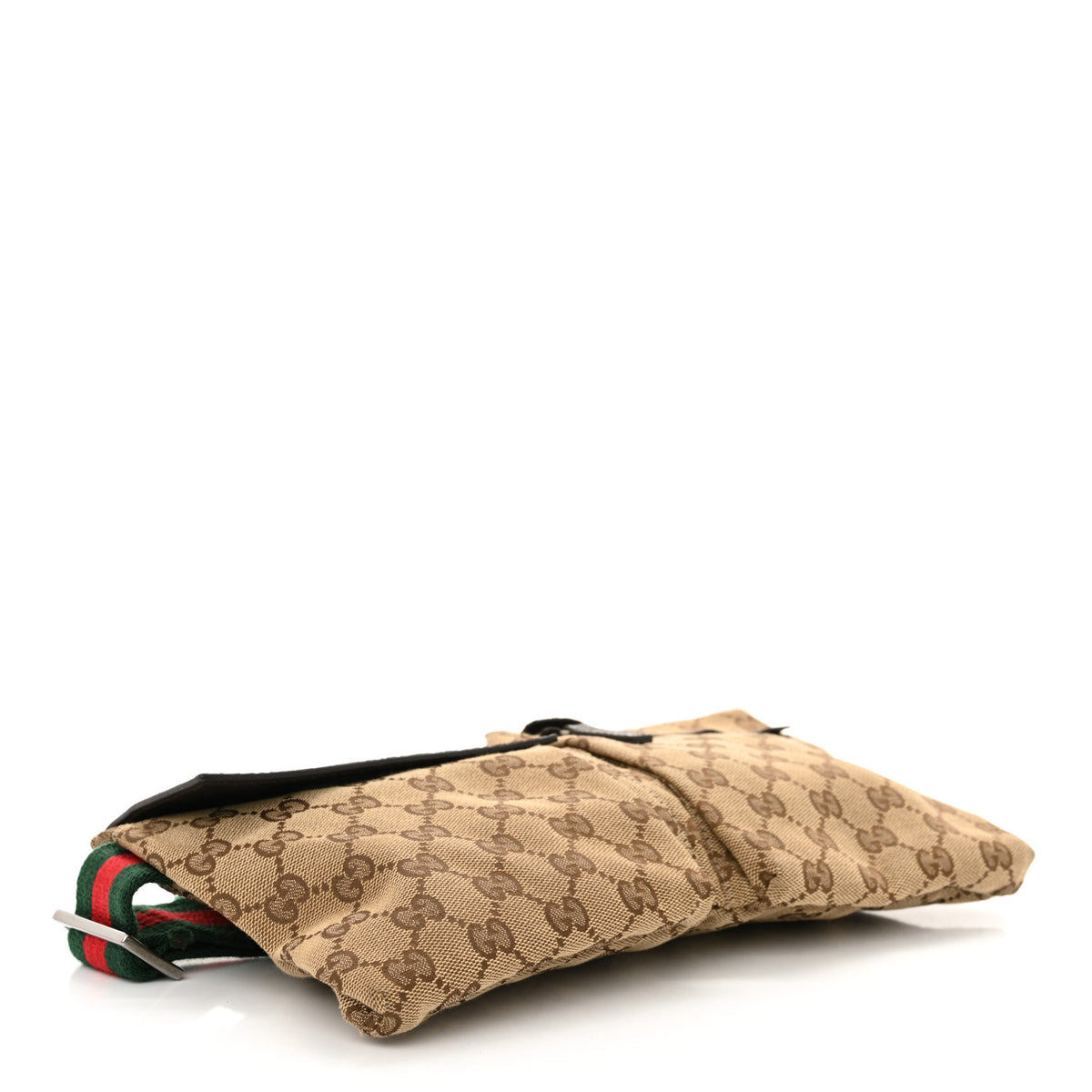 GG Monogram Web Double Pocket Belt Bag Dark Brown