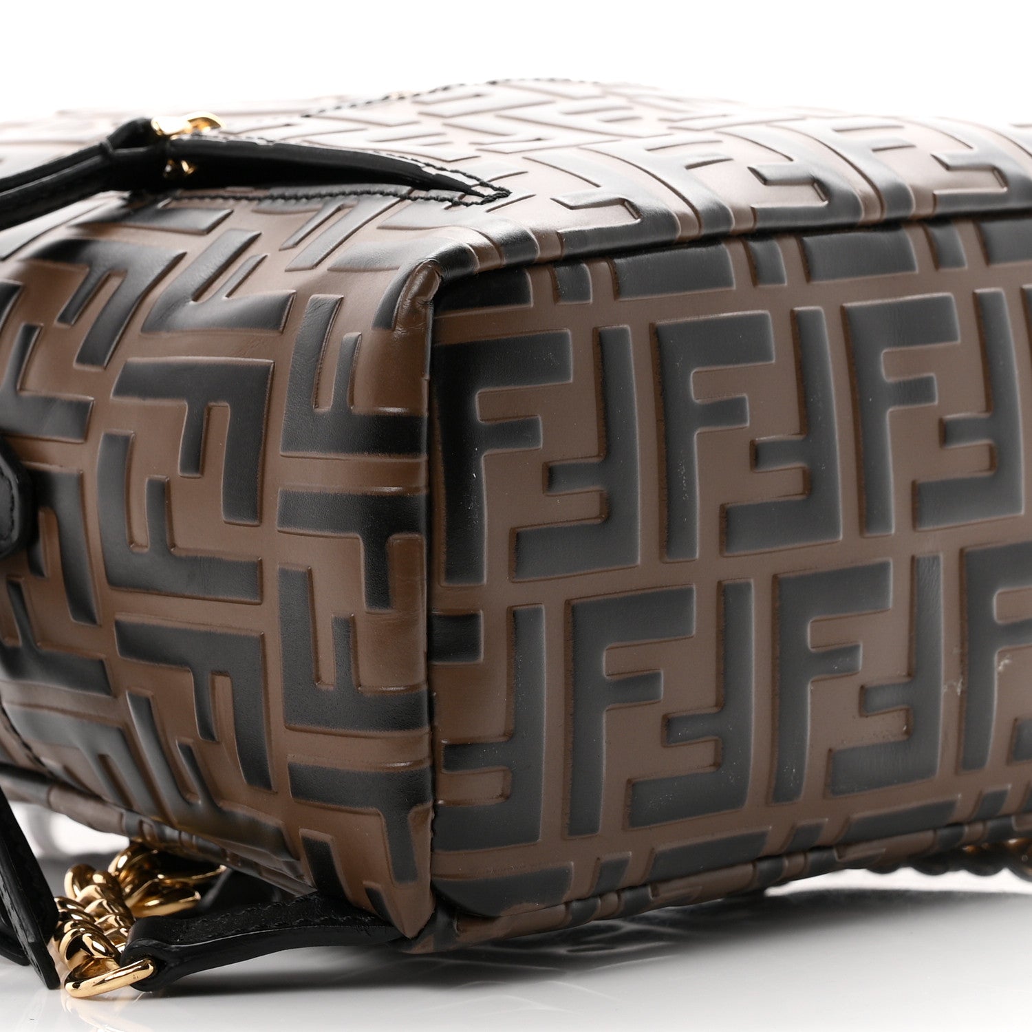 Fendi Vitello Bi-Color FF 1974 Embossed Mini Backpack Maya Black 8 of 9