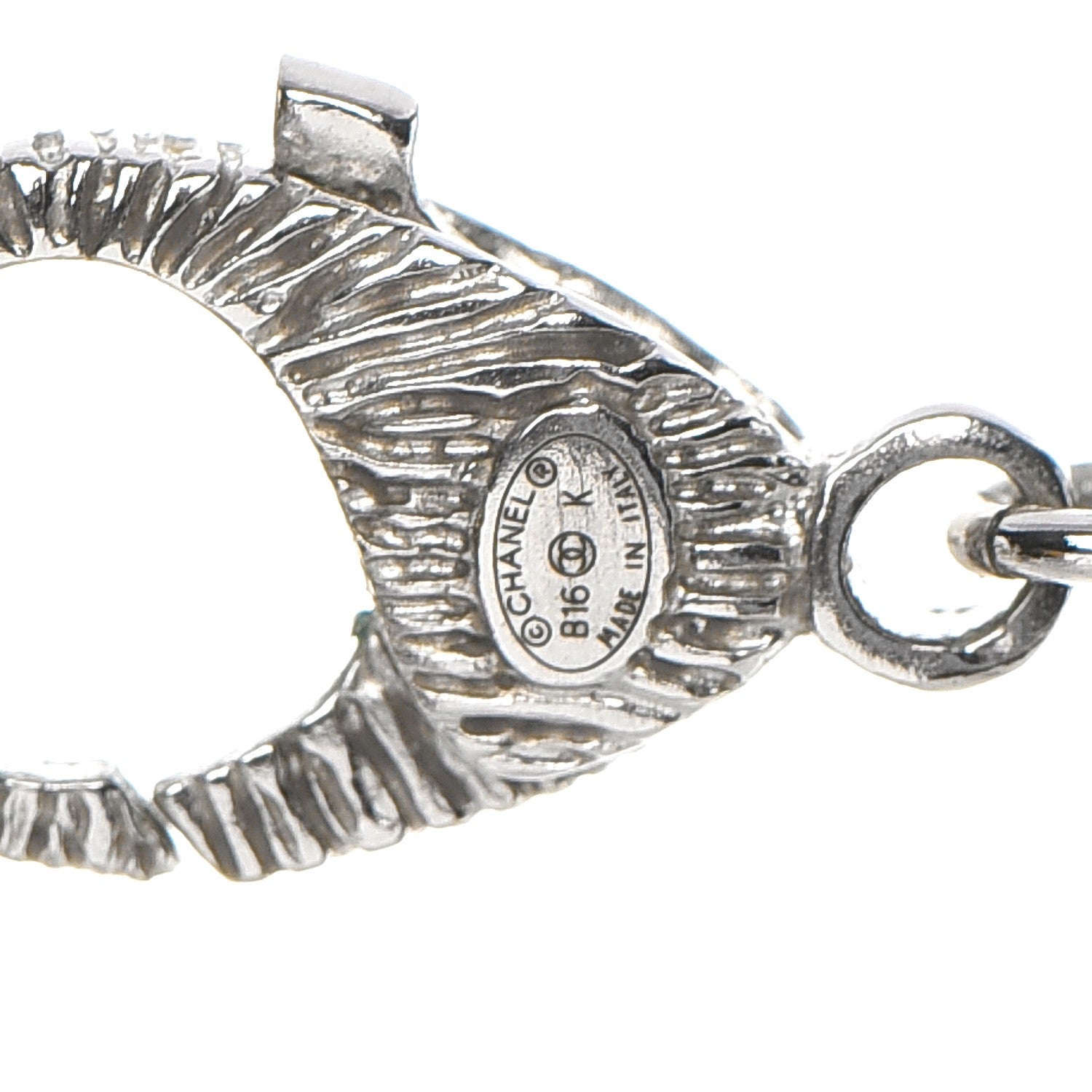 Chanel Crystal CC Smiley Emoji Pendant Necklace Silver Black 5 of 6