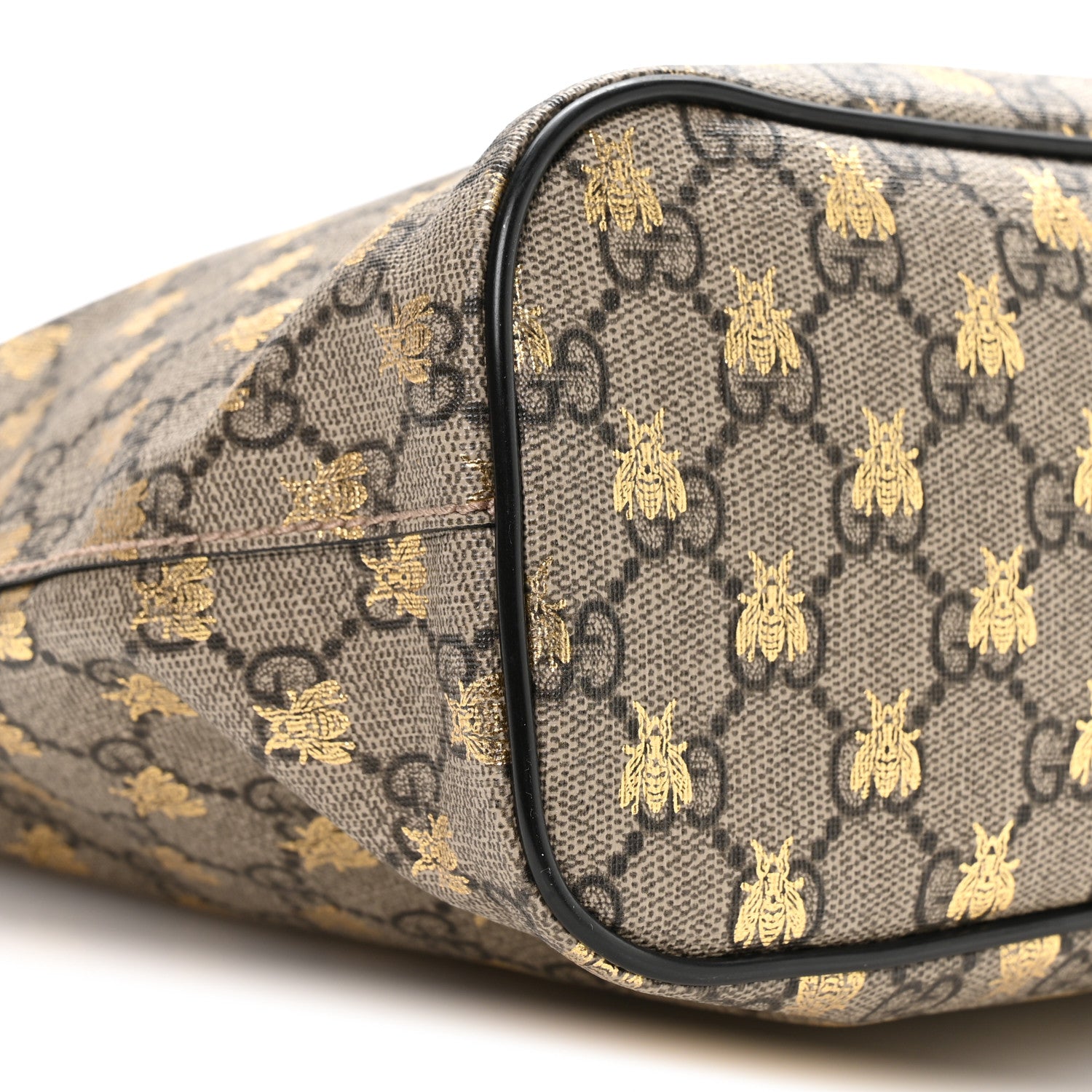 Gucci Soft GG Supreme Monogram Bees Small Crossbody Tote Beige Oro Black 9 of 10
