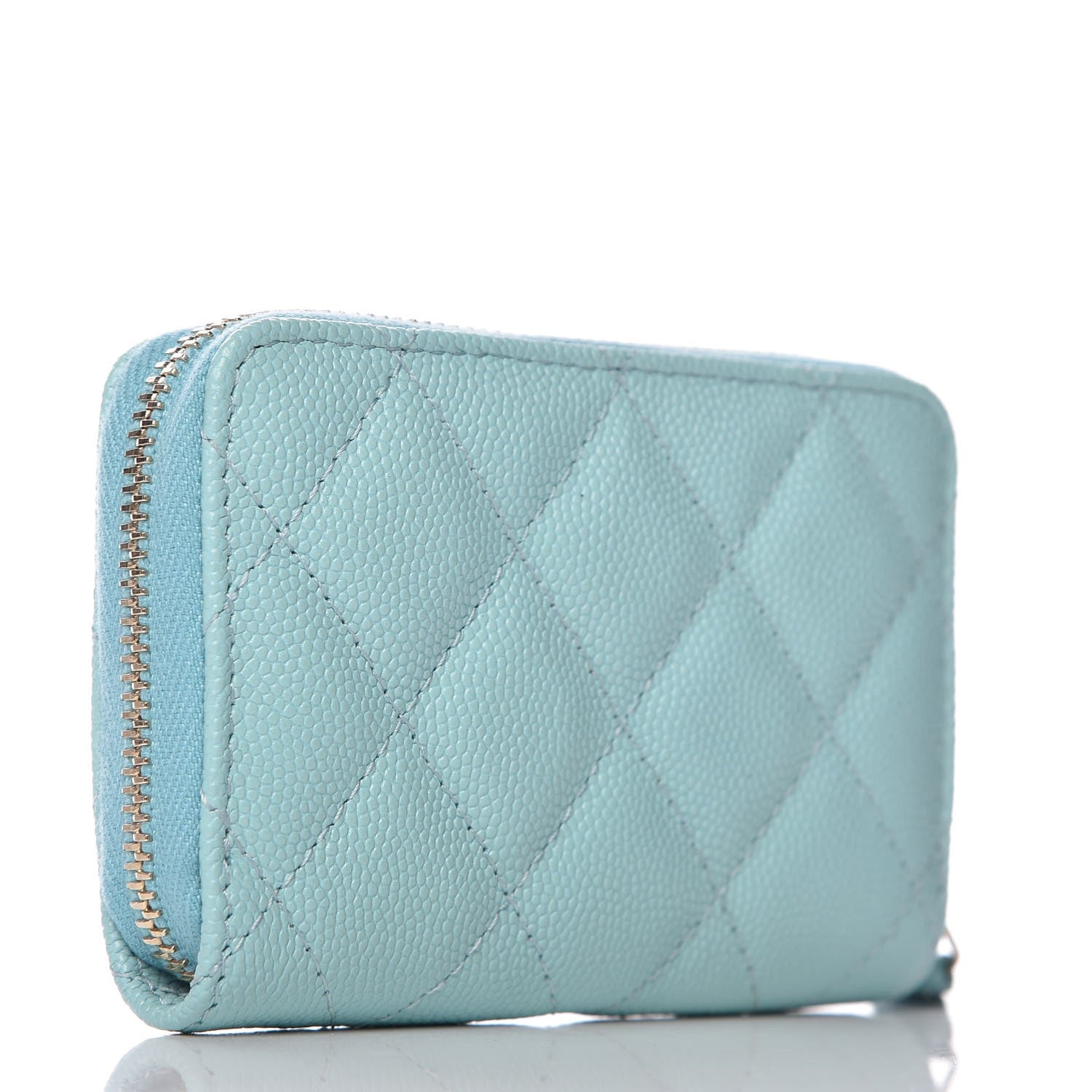 Chanel Caviar Quilted Zip Coin Purse Light Blue 3 of 8