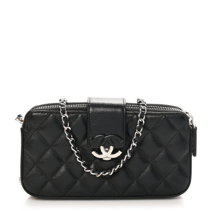 Chanel Grained Calfskin Quilted CC Box Clutch With Chain  Black 1 of 12