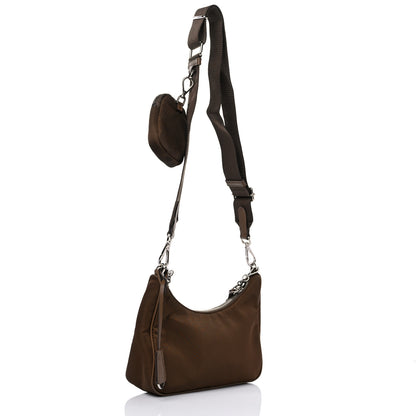 Prada Tessuto Nylon Saffiano Re-Edition 2005 Shoulder Bag Cacao 3 of 14