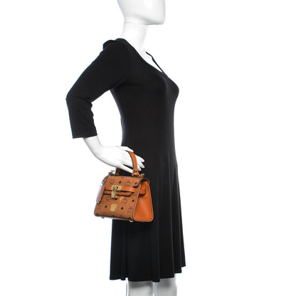 MCM Visetos X-Mini Heritage Top Handle Satchel Cognac 3 of 10