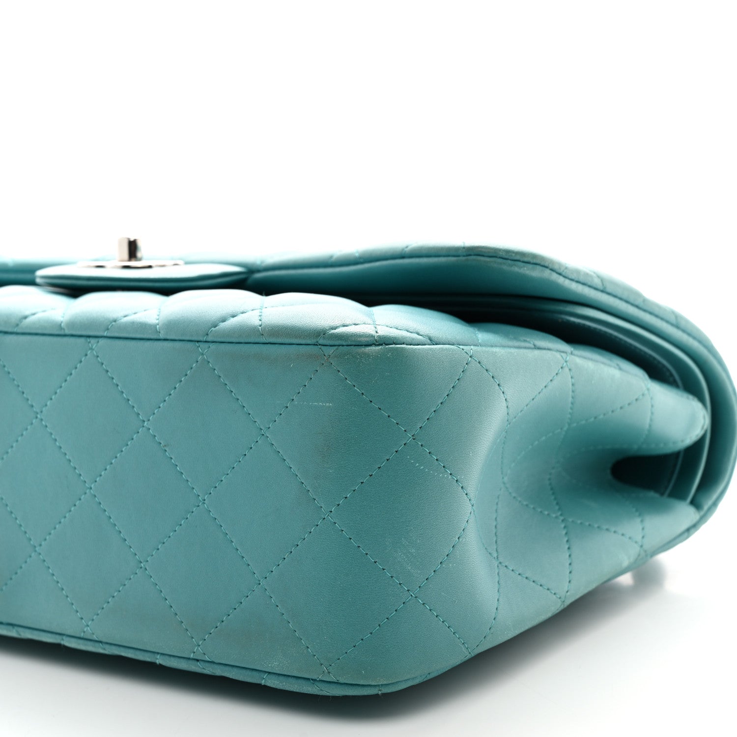 Chanel Lambskin Quilted Jumbo Double Flap Turquoise 10 of 14