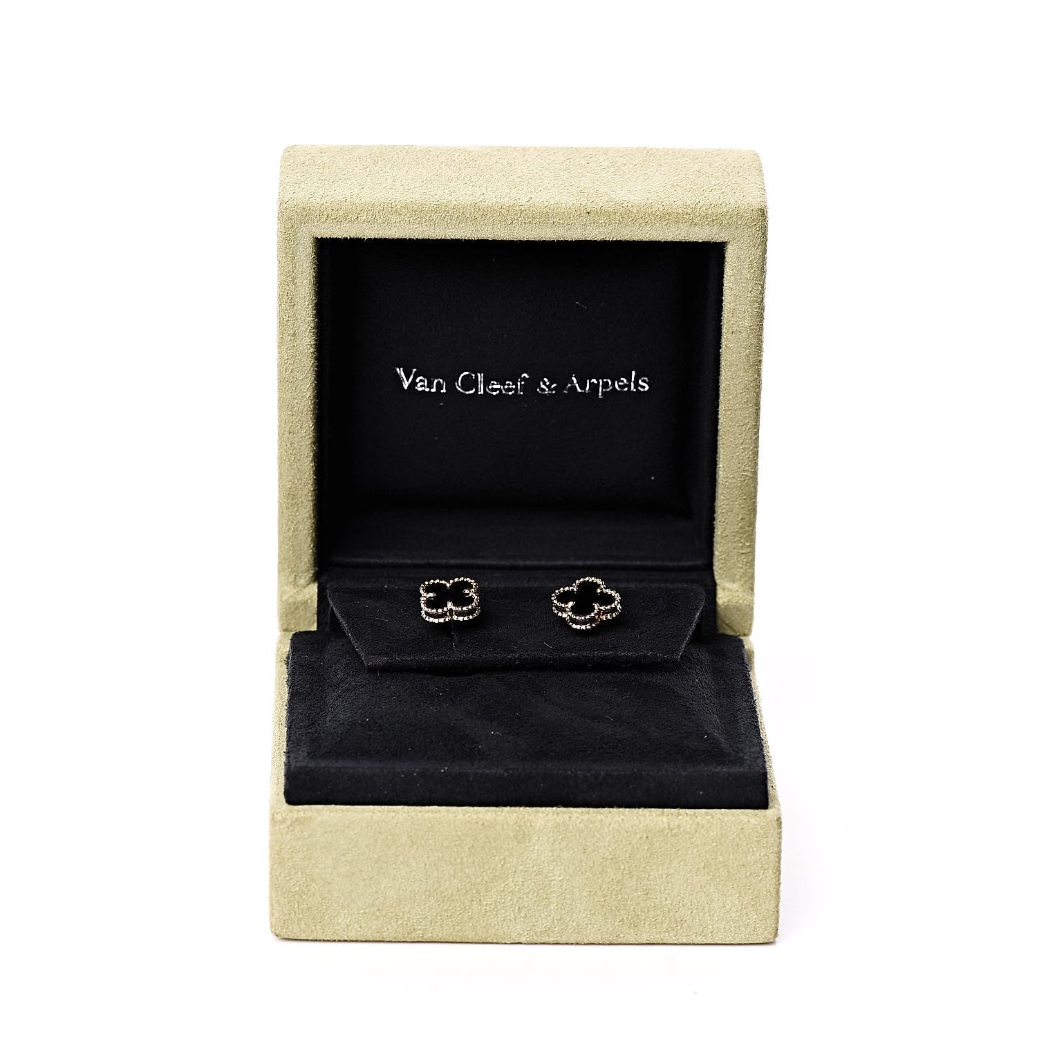 Van Cleef & Arpels 18K Yellow Gold Black Onyx Sweet Alhambra Earrings 5 of 5