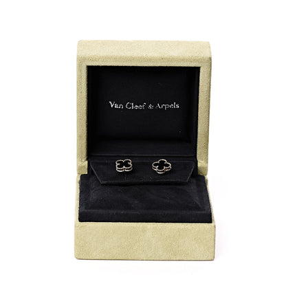 Van Cleef & Arpels 18K Yellow Gold Black Onyx Sweet Alhambra Earrings 5 of 5