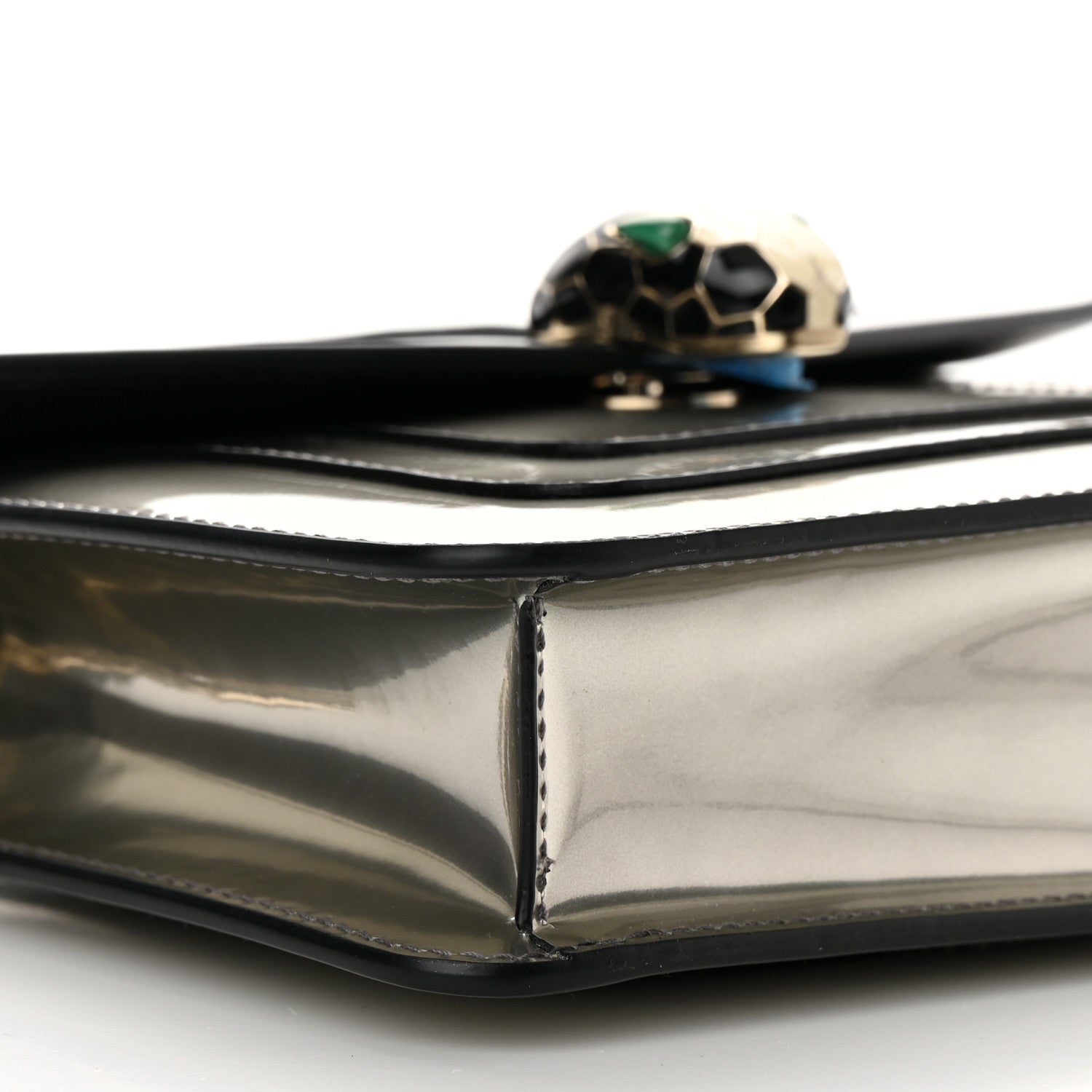 Bulgari Metallic Calfskin Small Serpenti Forever Snake Strap Crossbody Bag Silver 8 of 10