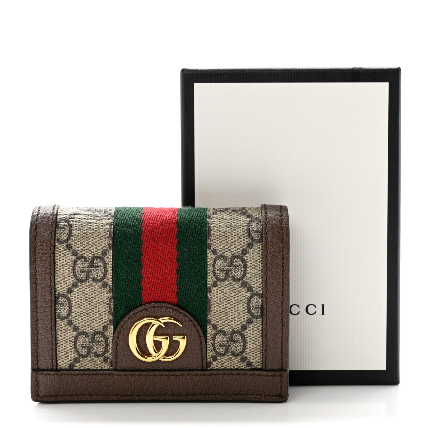 Gucci GG Supreme Monogram Web Ophidia Card Case Beige New Acero 8 of 8