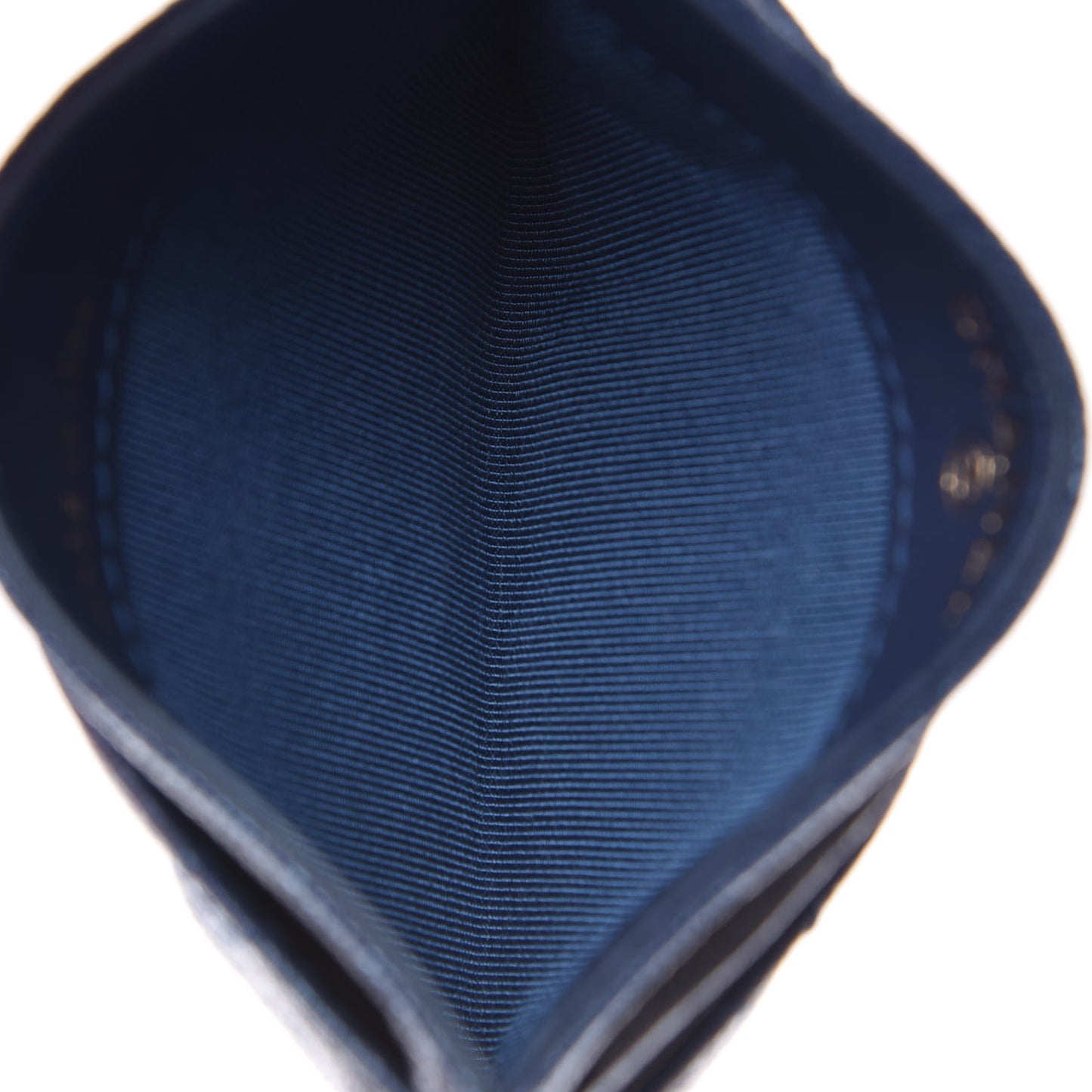 Iridescent Caviar Quilted Card Holder Blue Fonce